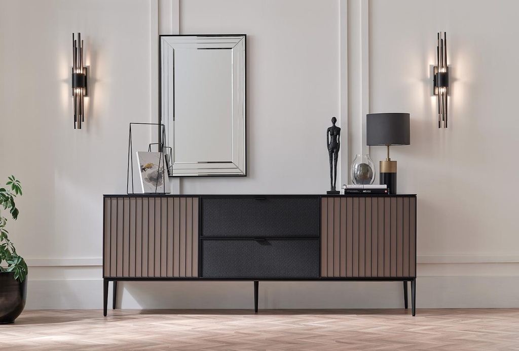 RIGA Textured Luxury Sideboard with Drawers and Shelves